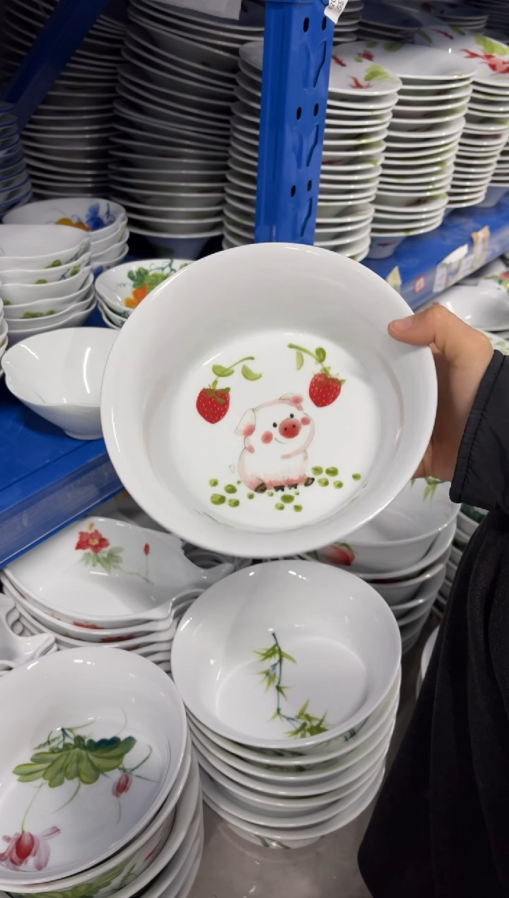 景德镇高温陶瓷食品级手绘釉中彩-马蹄面碗