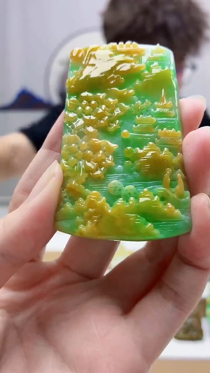 未镶嵌定制翡翠4688zm-毛货挂件31山水