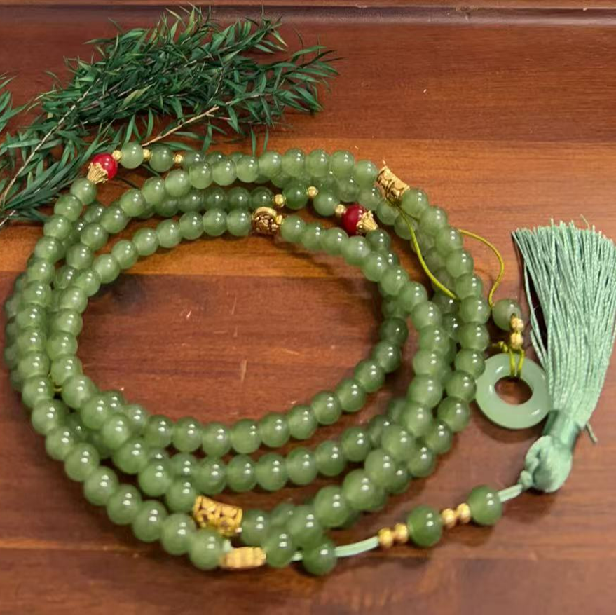 合金琉璃项链 YW-A286 秋香绿琉璃流苏长串