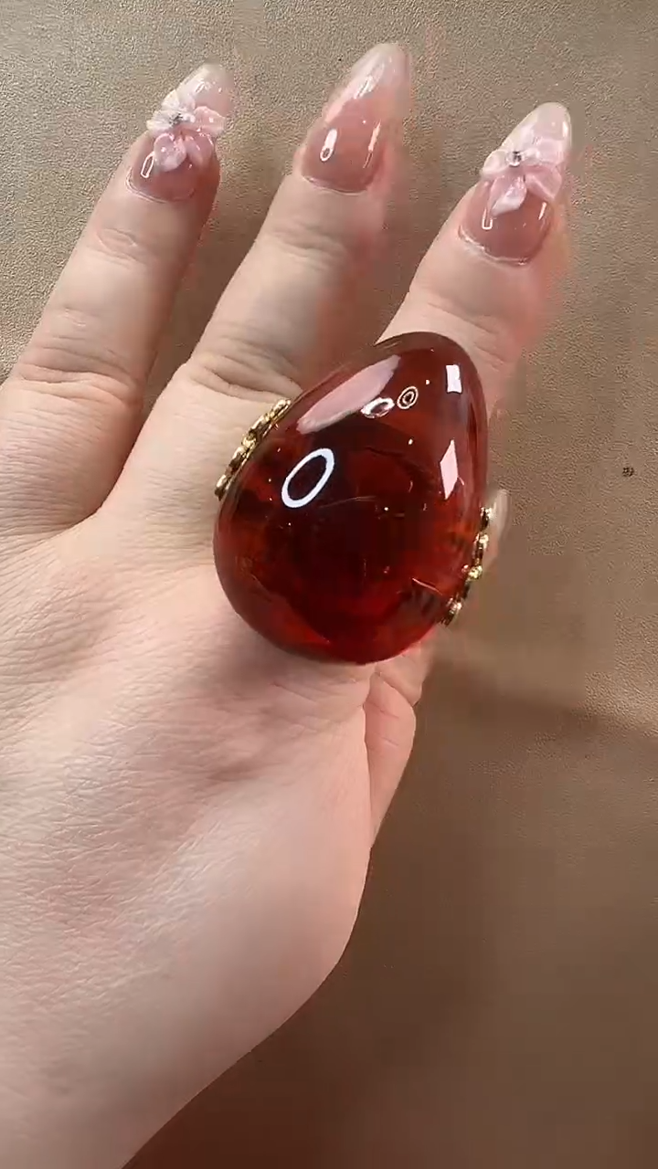 琥珀未镶嵌戒指戒指