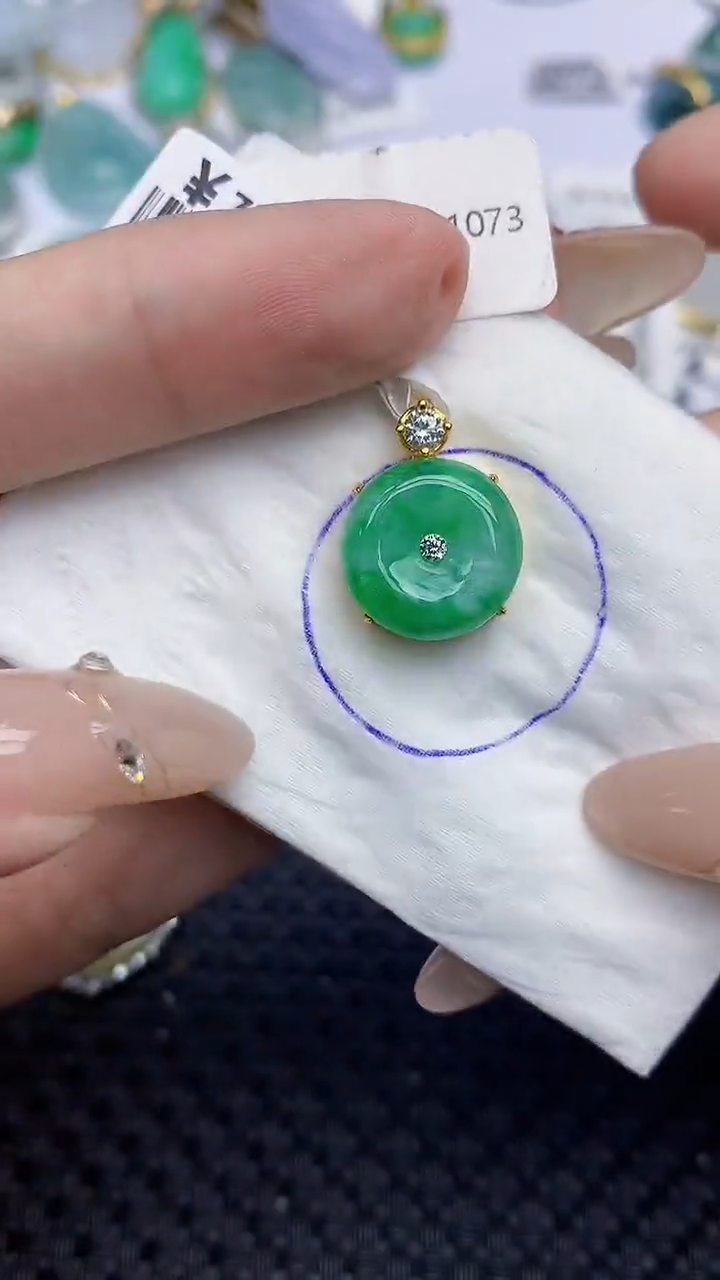 颈饰银S925镶嵌翡翠337   天然翡翠A货  百元以上9米证书费自理