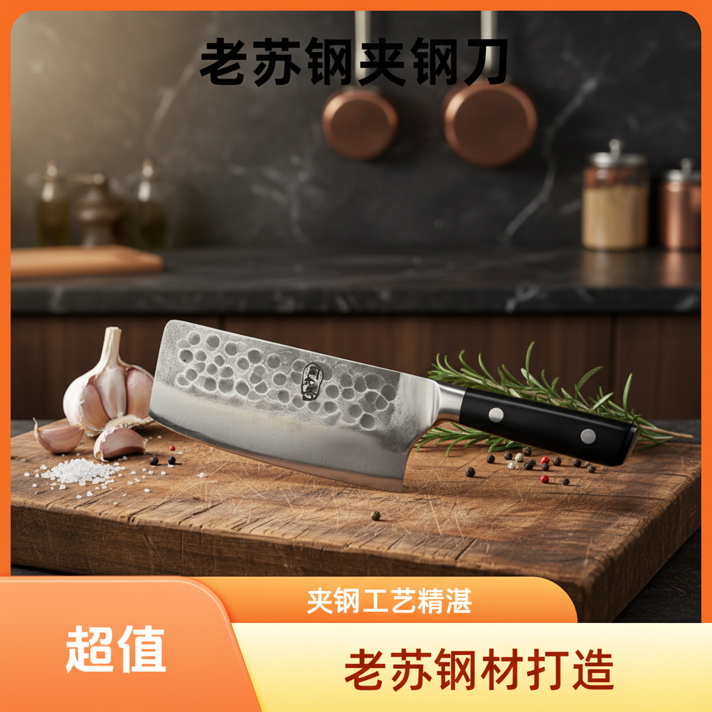 周光兴手工锻打老苏钢超薄切片刀斩骨刀家用套装锋利耐用切菜防锈