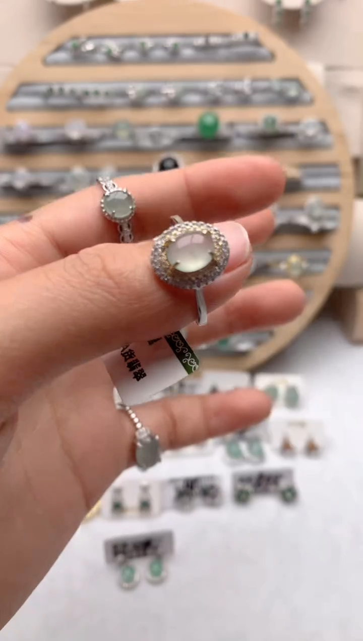 【闪购商品】翡翠戒指银S925镶嵌3号