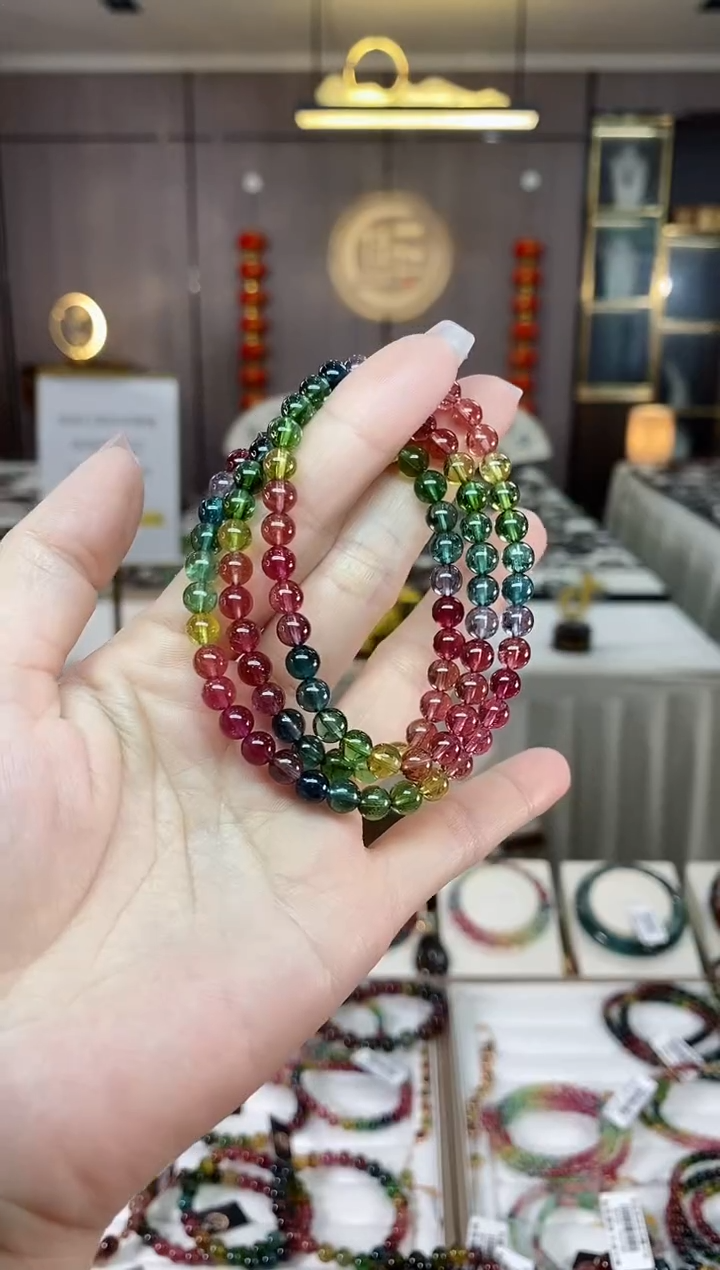 【闪购商品】碧玺三圈手串5.6mm+未镶嵌（多样性发一条）hon