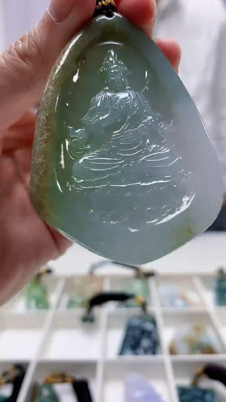 【闪购商品】定制翡翠未镶嵌5028zm-毛货挂件观音142
