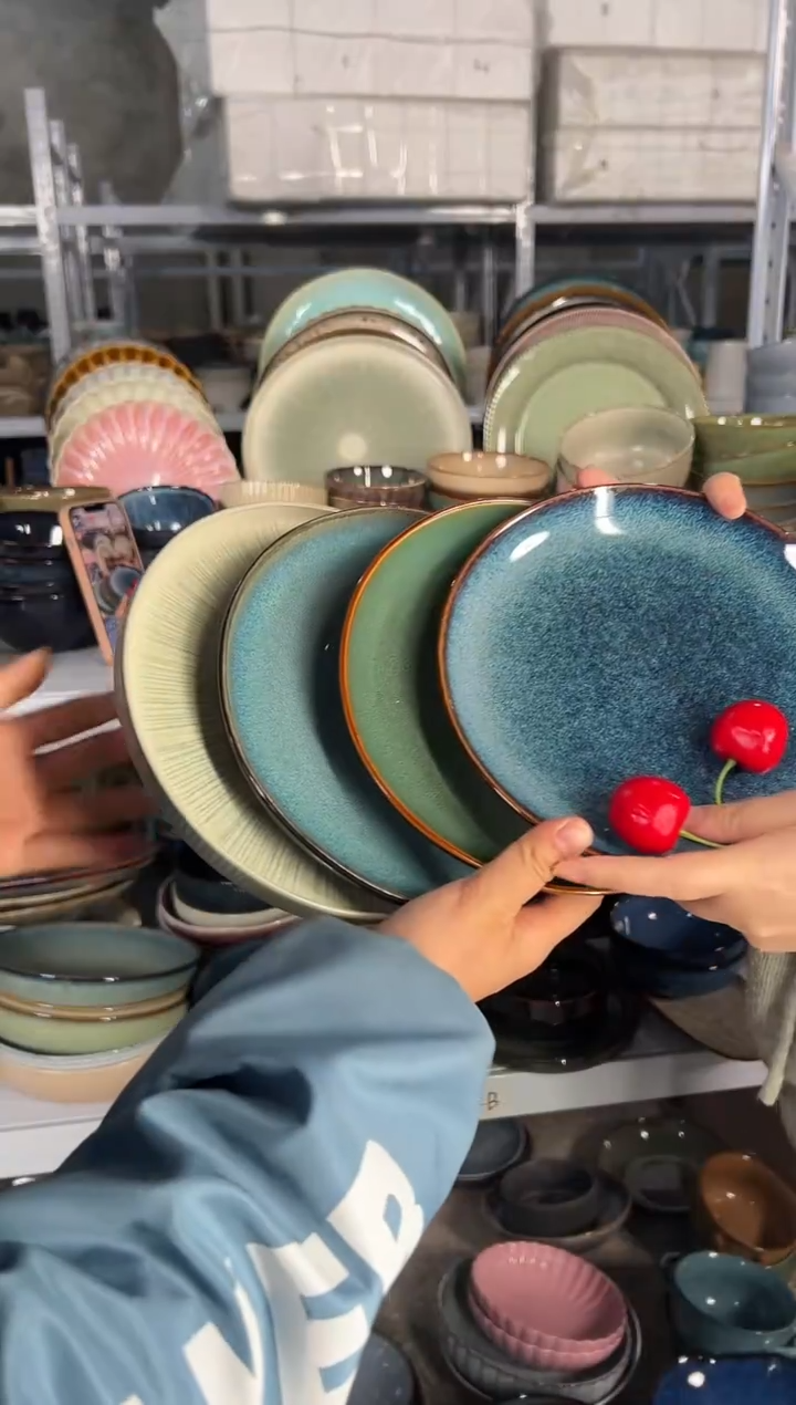 陶瓷外贸尾货瑕疵满20包邮X4小盘8英寸20厘米