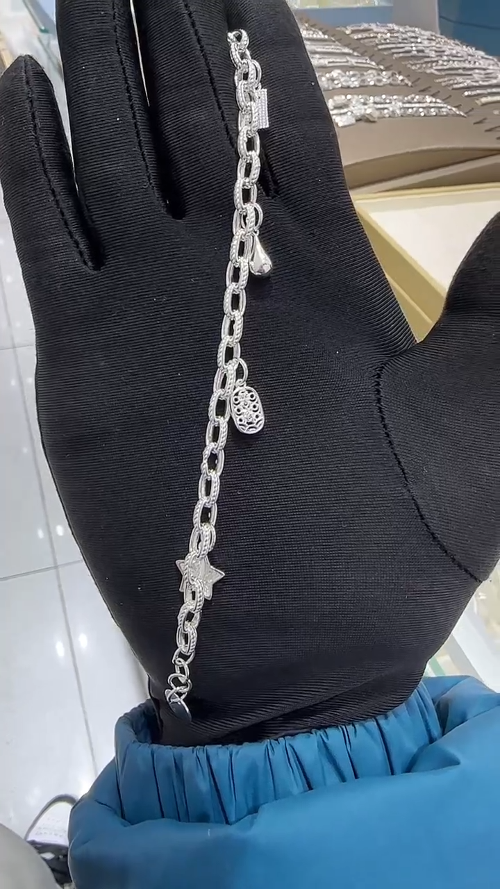 珐琅足银大o手链