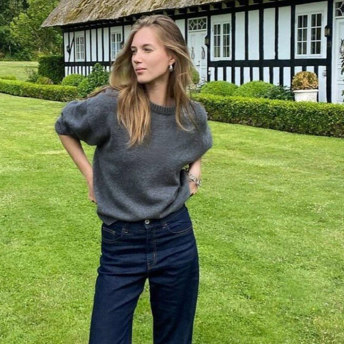 灰色毛衣软糯套头纯色圆领长袖百搭宽松慵懒风秋冬款北欧版高级