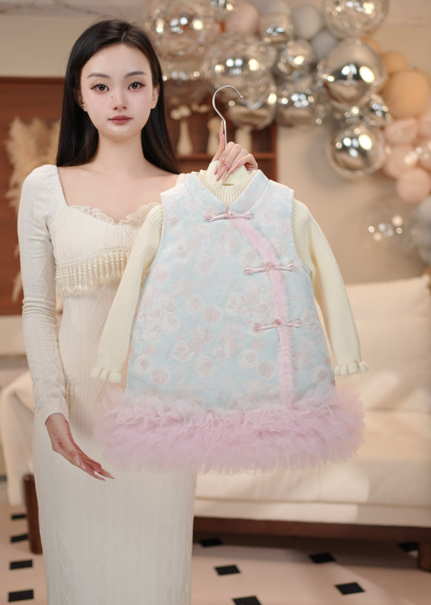 A35265加厚保暖新款女童拜年新年冬季国风女宝宝冬款中国风潮时尚