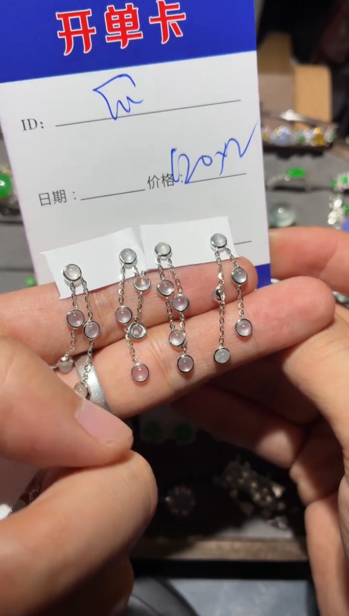 银S925镶嵌翡翠耳饰快*瓜 快乐瓜