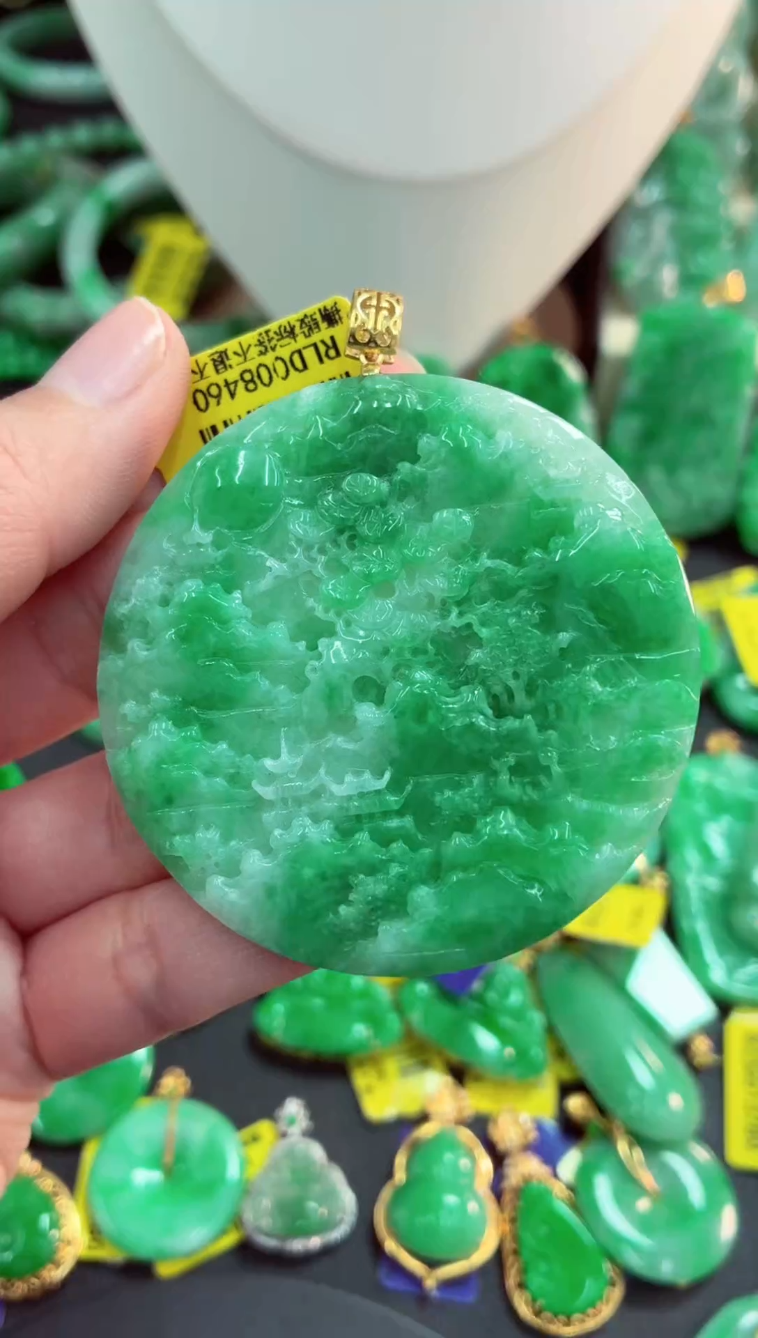 吊坠(不含链)18K金镶嵌翡翠天然缅甸翡翠A货