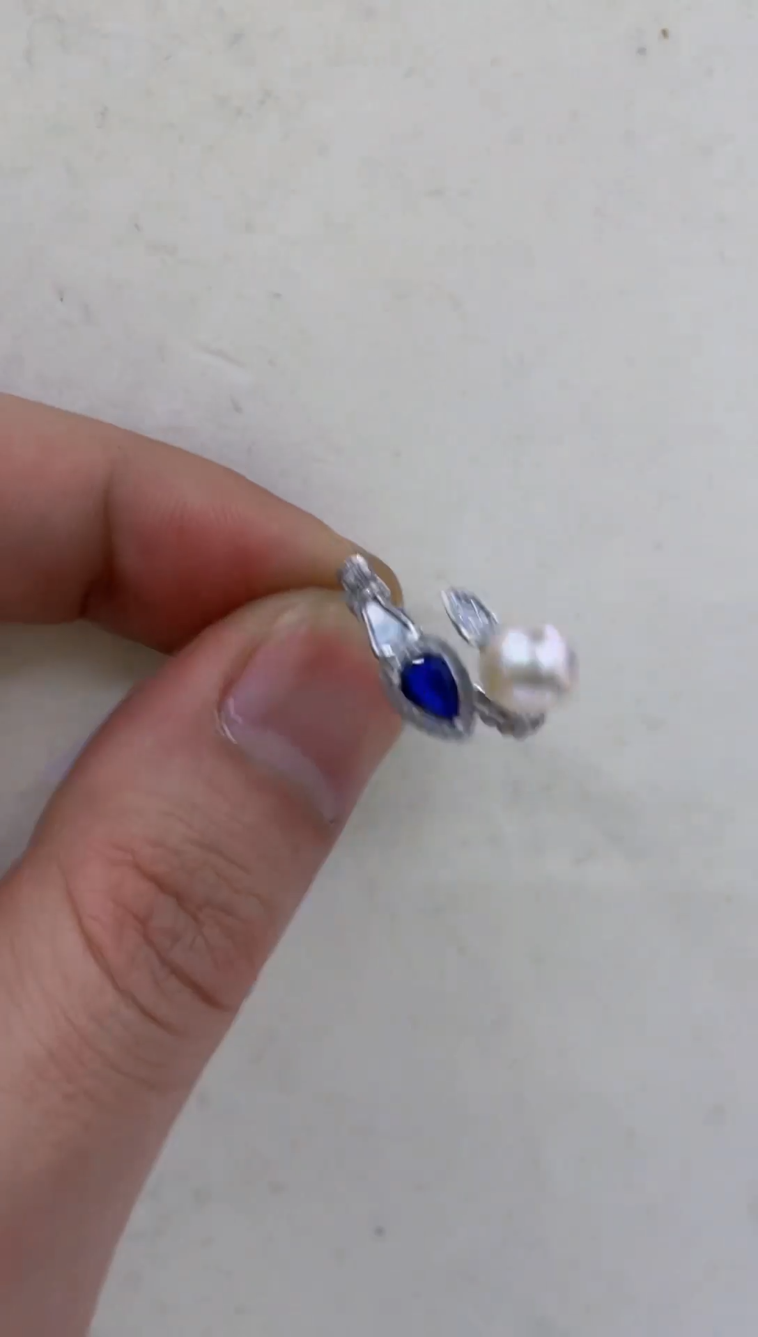 银S925镶嵌戒指海水珍珠  