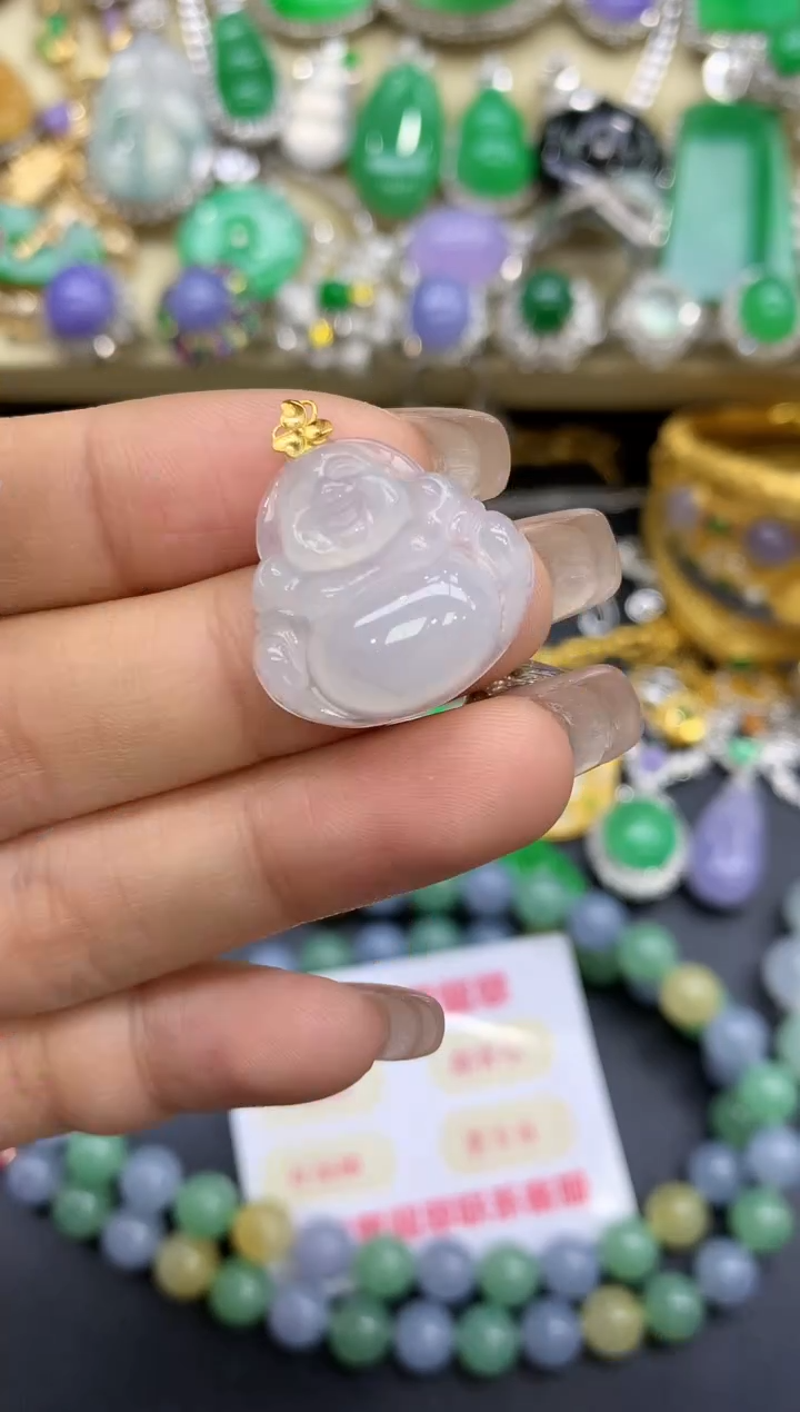 颈饰18K金镶嵌翡翠142-中国好珍宝