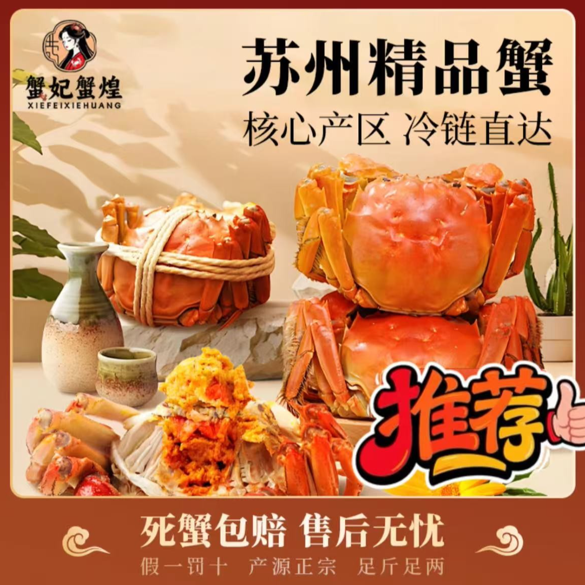 【活蟹】蟹妃蟹煌苏州精品大闸蟹全母蟹4.6-4.4两6-10只