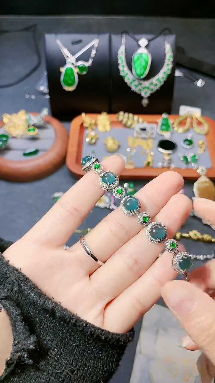 【闪购商品】翡翠手链银S925镶嵌手链