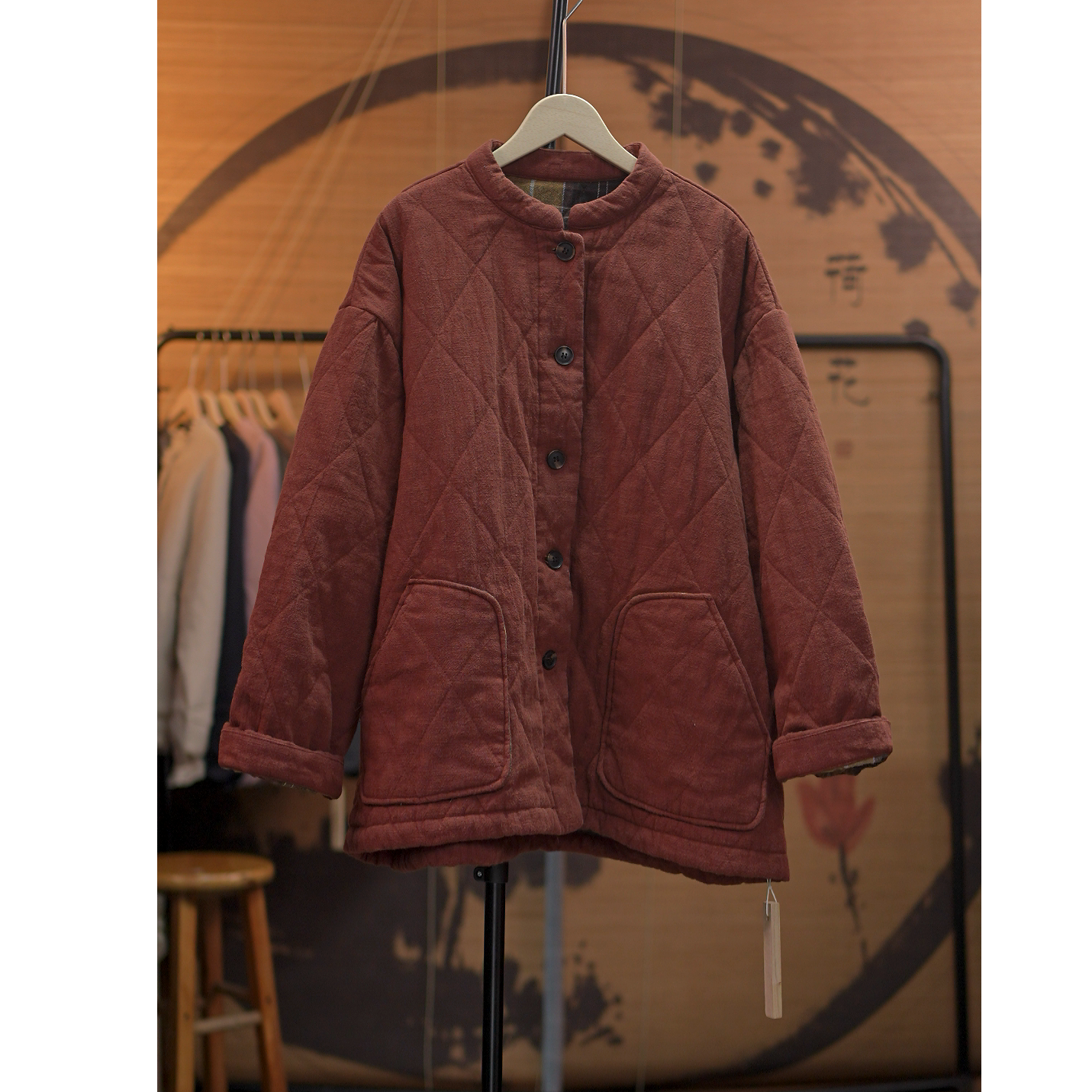 Y5315 亚麻常规款棉服时尚百搭 （衣长65左右 胸围130）