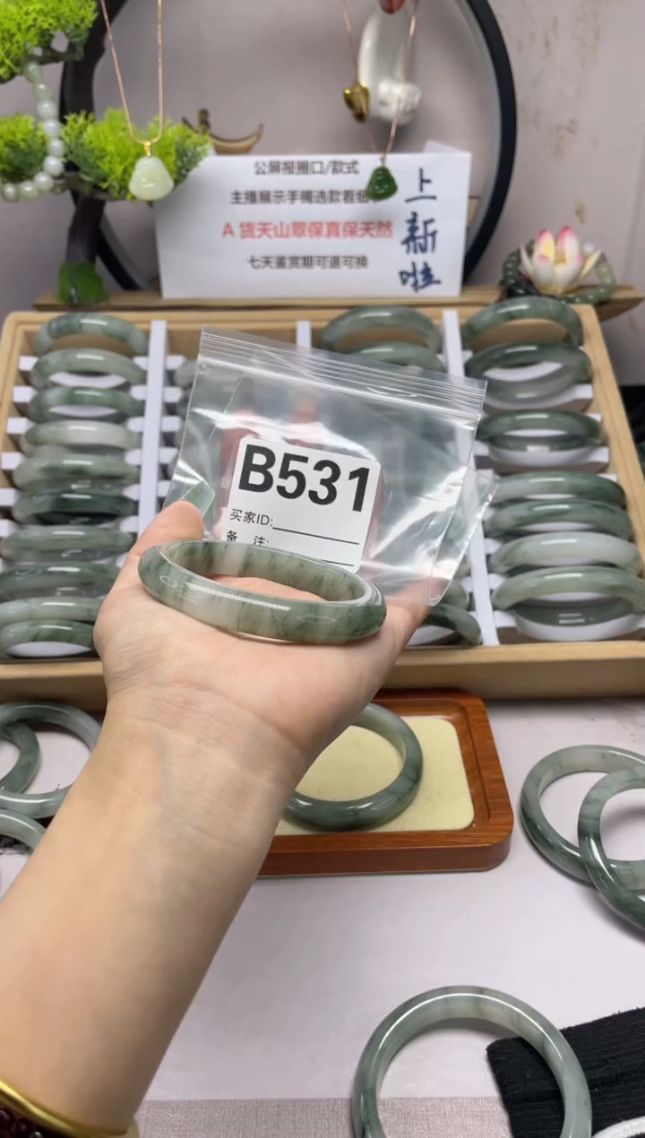 【闪购商品】石英质玉（天山翠）手镯未镶嵌b531