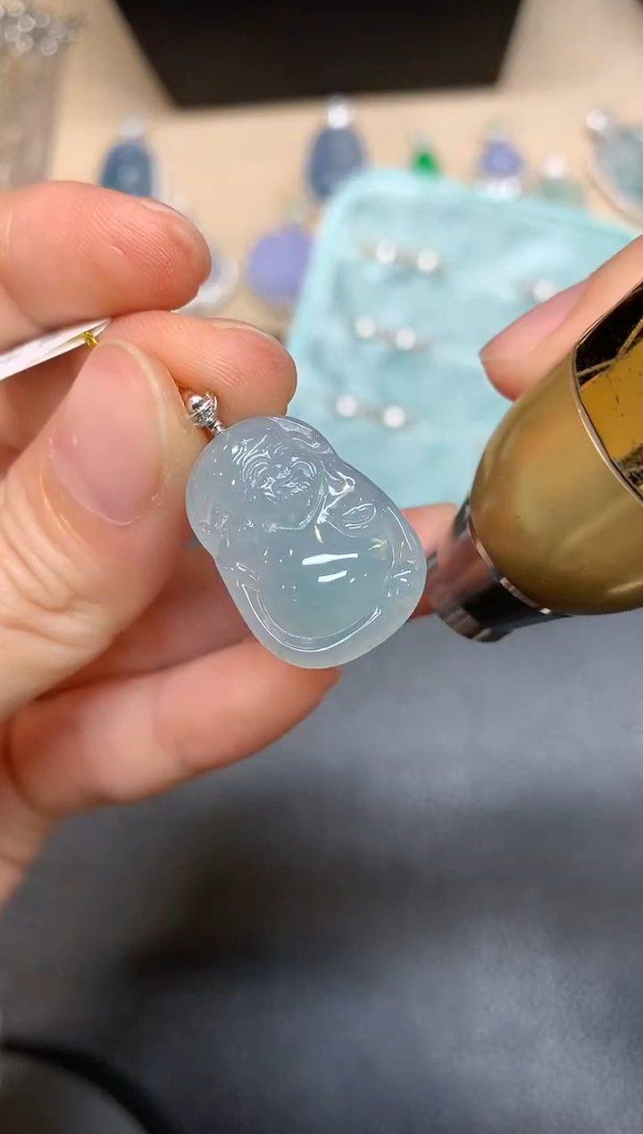 【闪购商品】翡翠颈饰18K金镶嵌财神【无服务费多样性发其一