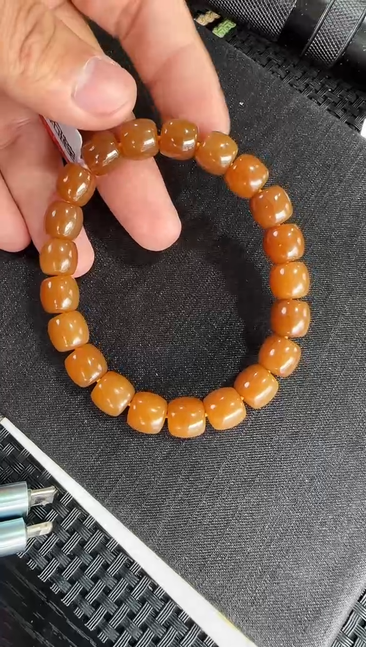 【闪购商品】和田玉手串未镶嵌且末糖老型珠9*10左右