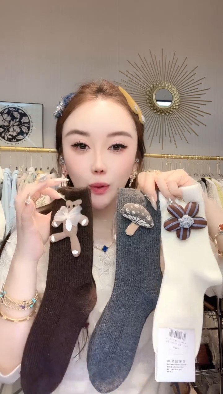 三醋酯纤维玩偶袜3双