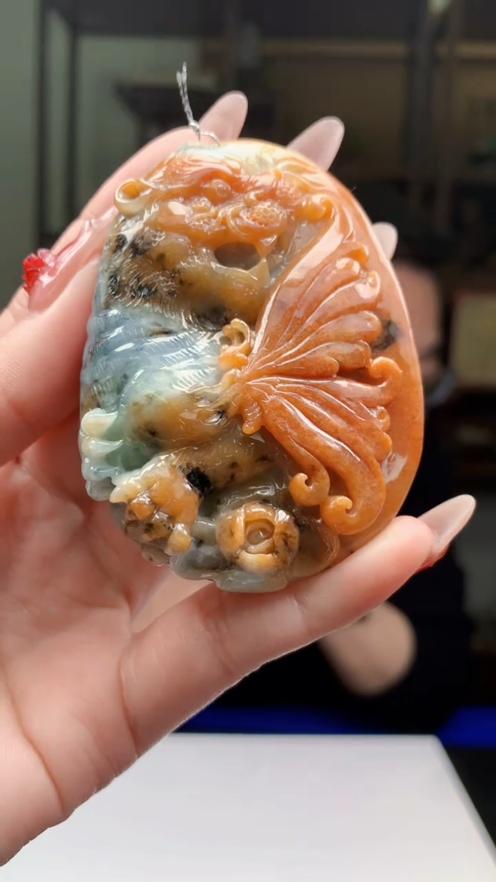 【闪购商品】定制翡翠未镶嵌1044ry-毛货挂件57