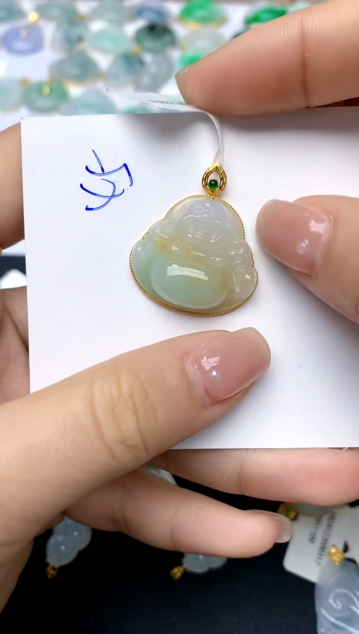 【闪购商品】翡翠颈饰18K金镶嵌45天然A货翡翠