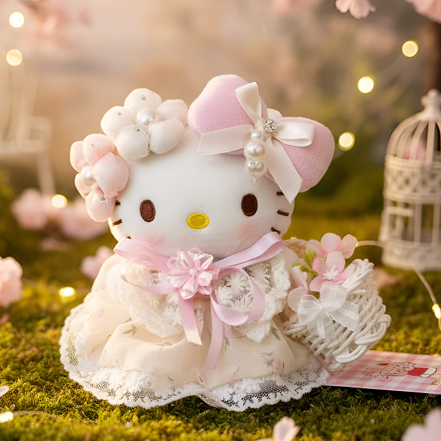正版HelloKitty携篮赴春KT挂件三丽鸥毛绒包挂玩偶送朋友生日礼物