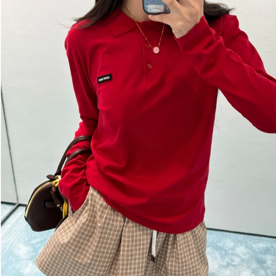 未使用 MIU MIU/缪缪 纯色休闲针织Polo衫