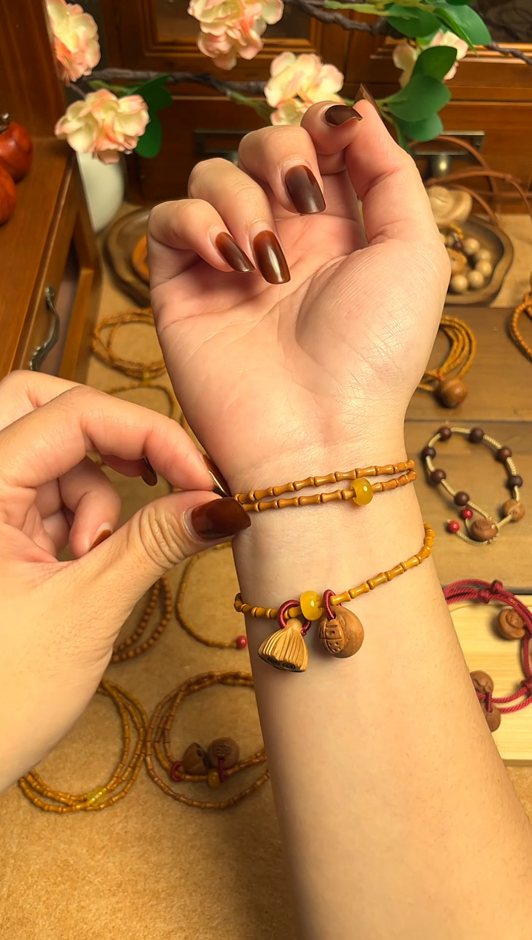 桃核竹节双圈跑环     一物一拍