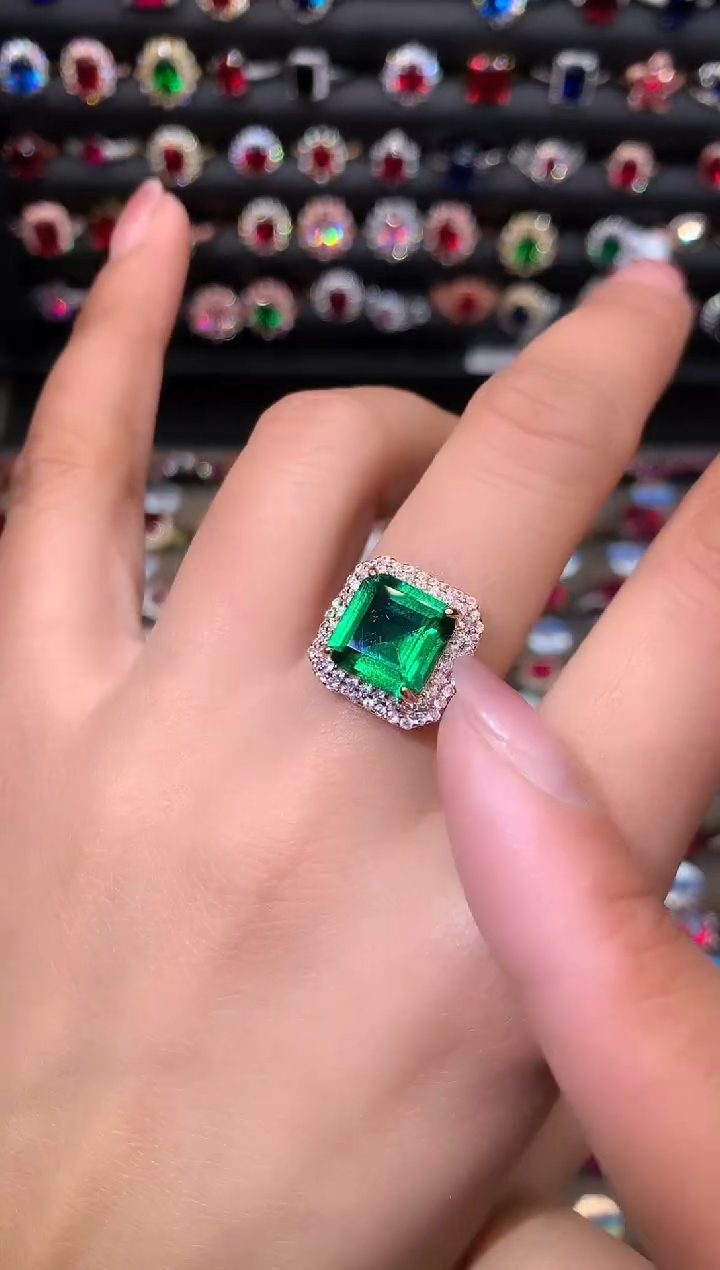 【闪购商品】透辉石戒指银S925镶嵌10玫瑰金