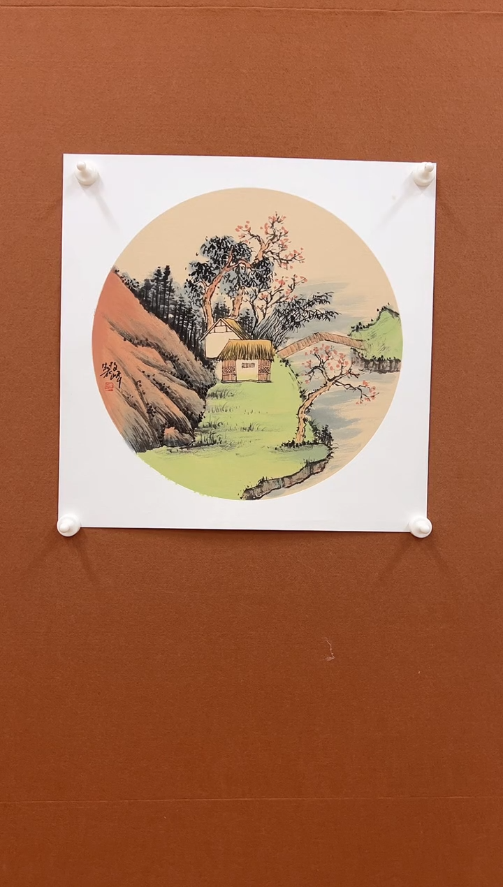 国画李文峰三尺卡纸花鸟