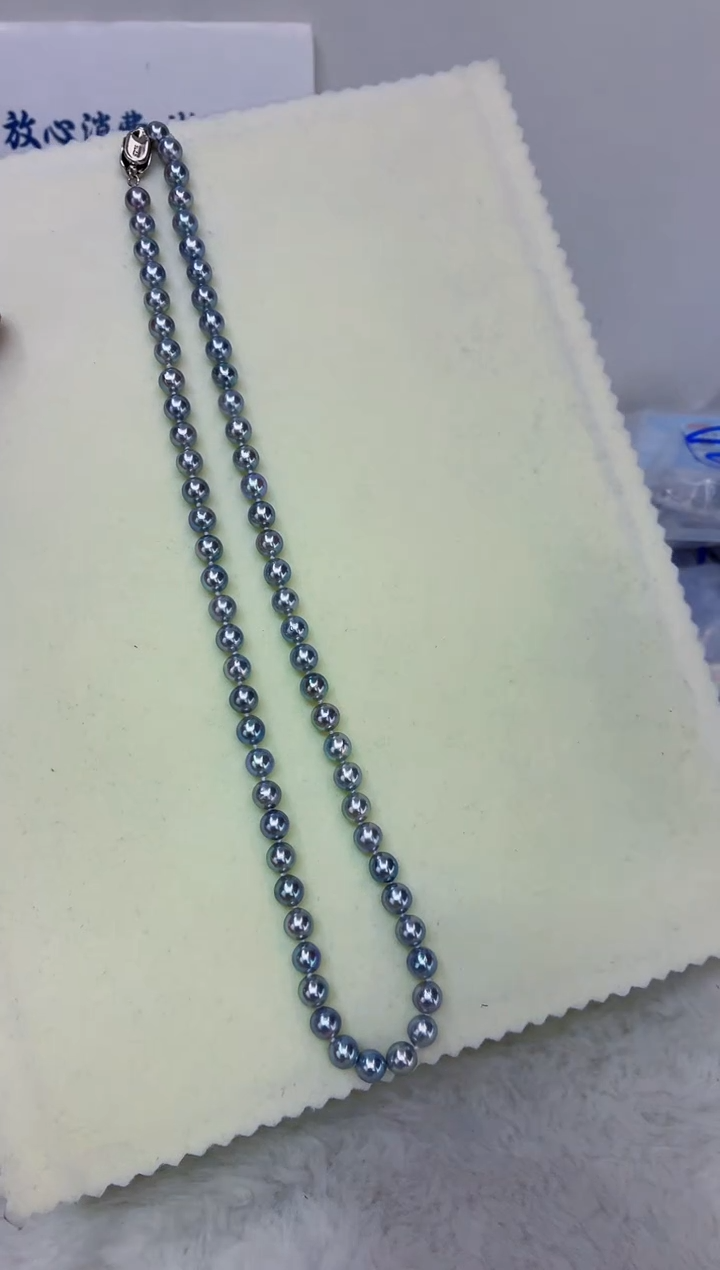 未镶嵌DA海水珍珠灰珠串链6-7 y176