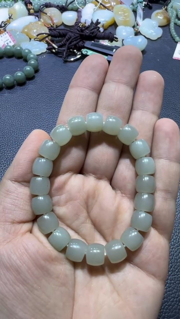 未镶嵌手串和田玉且末近矿高清白手串（产地直发）