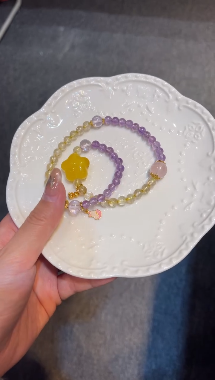 【闪购商品】琥珀珠宝奇石未镶嵌双子星蜜蜡手串