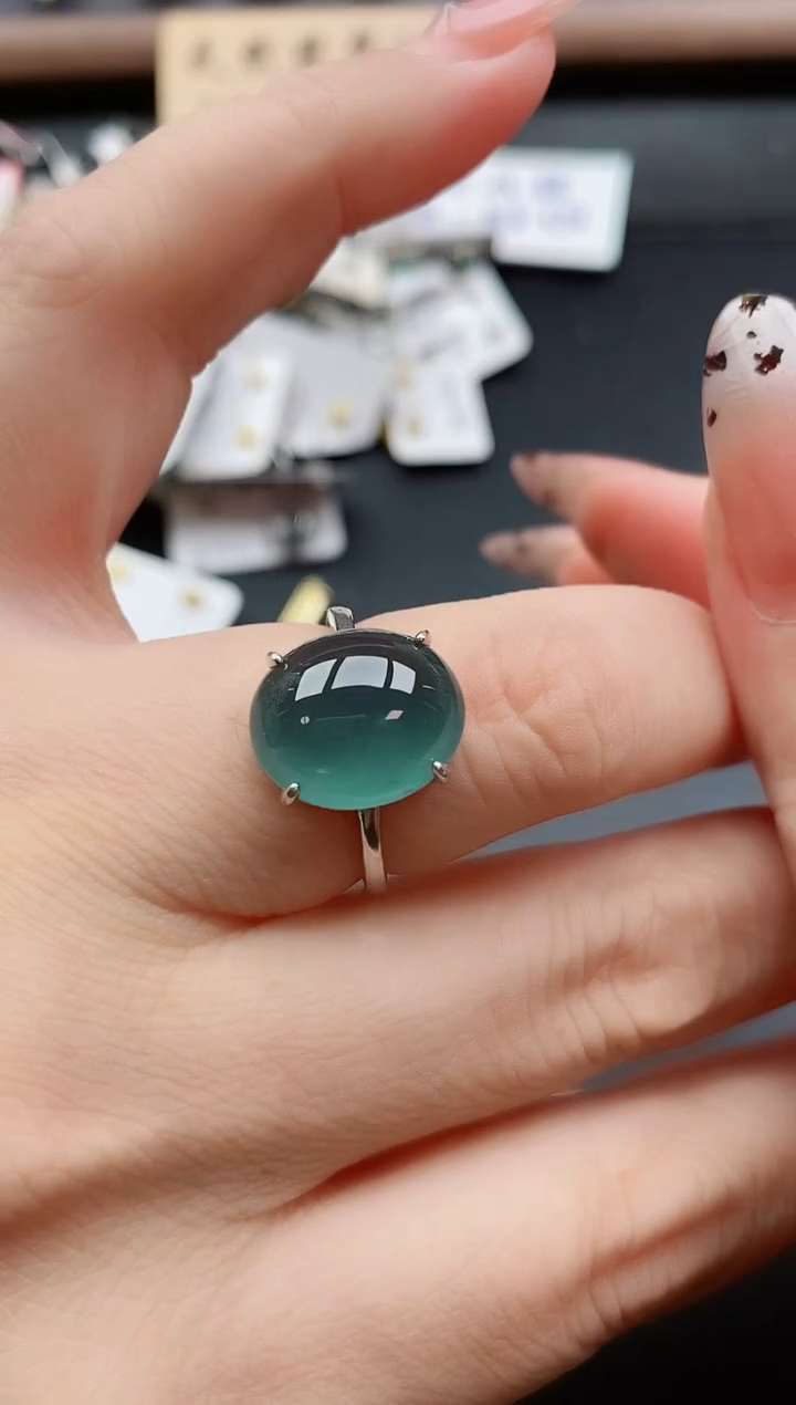 银S925镶嵌戒指翡翠1