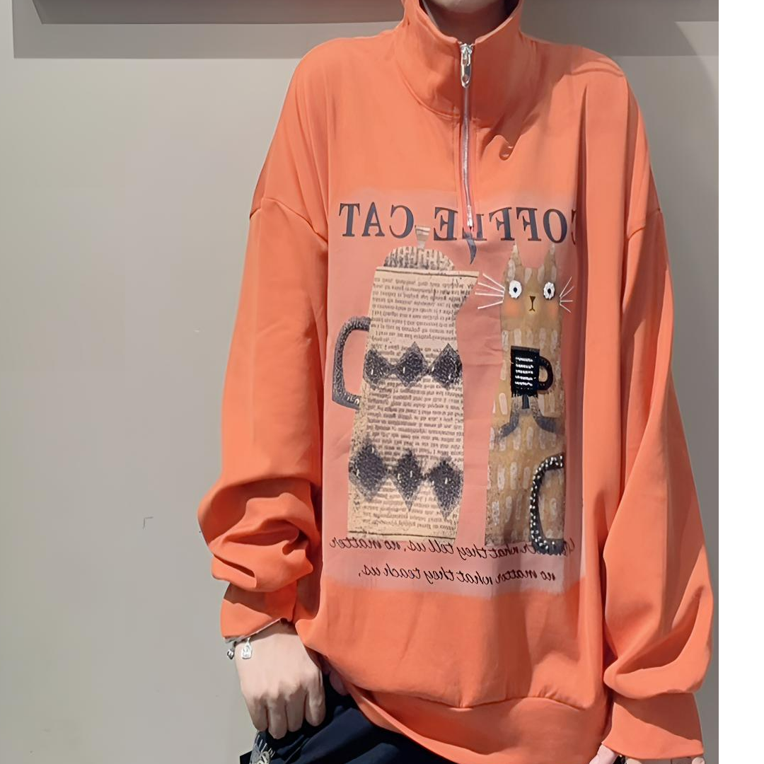 潮牌女装秋款立领卫衣显瘦百搭黑色拉链套头卫衣