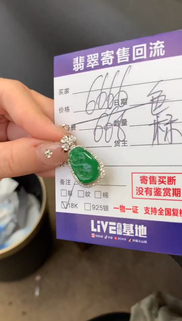 翡翠18K金镶嵌颈饰10128766