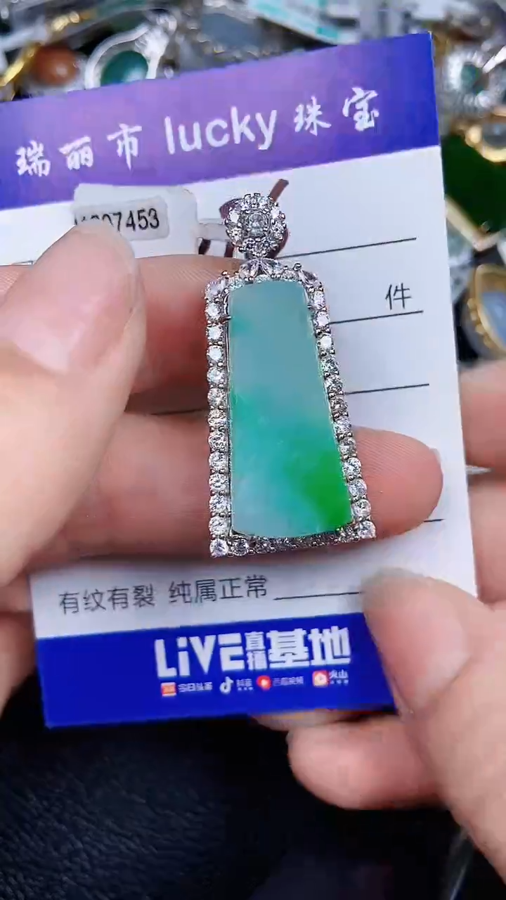 颈饰银S925镶嵌翡翠0096