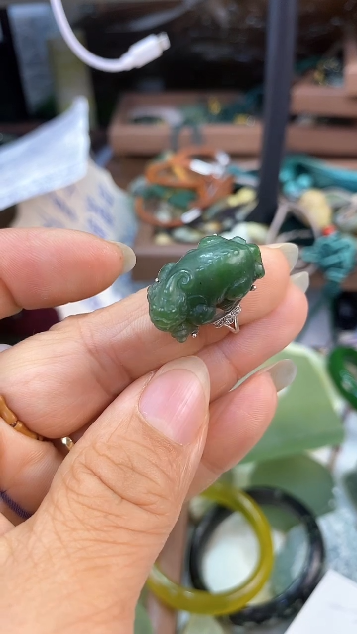 和田玉戒指银S925镶嵌多样性发货其中之一