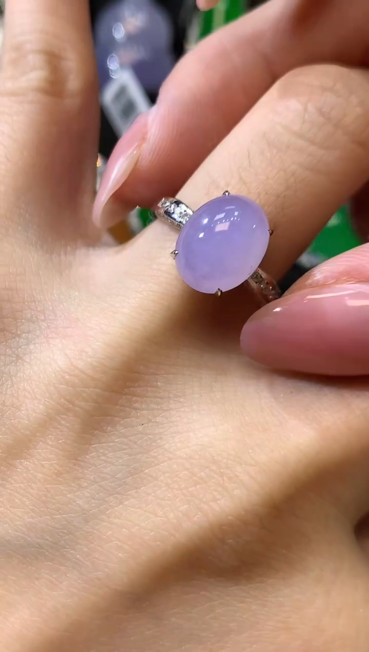 【闪购商品】翡翠戒指18K金镶嵌D19 紫货有一定色差