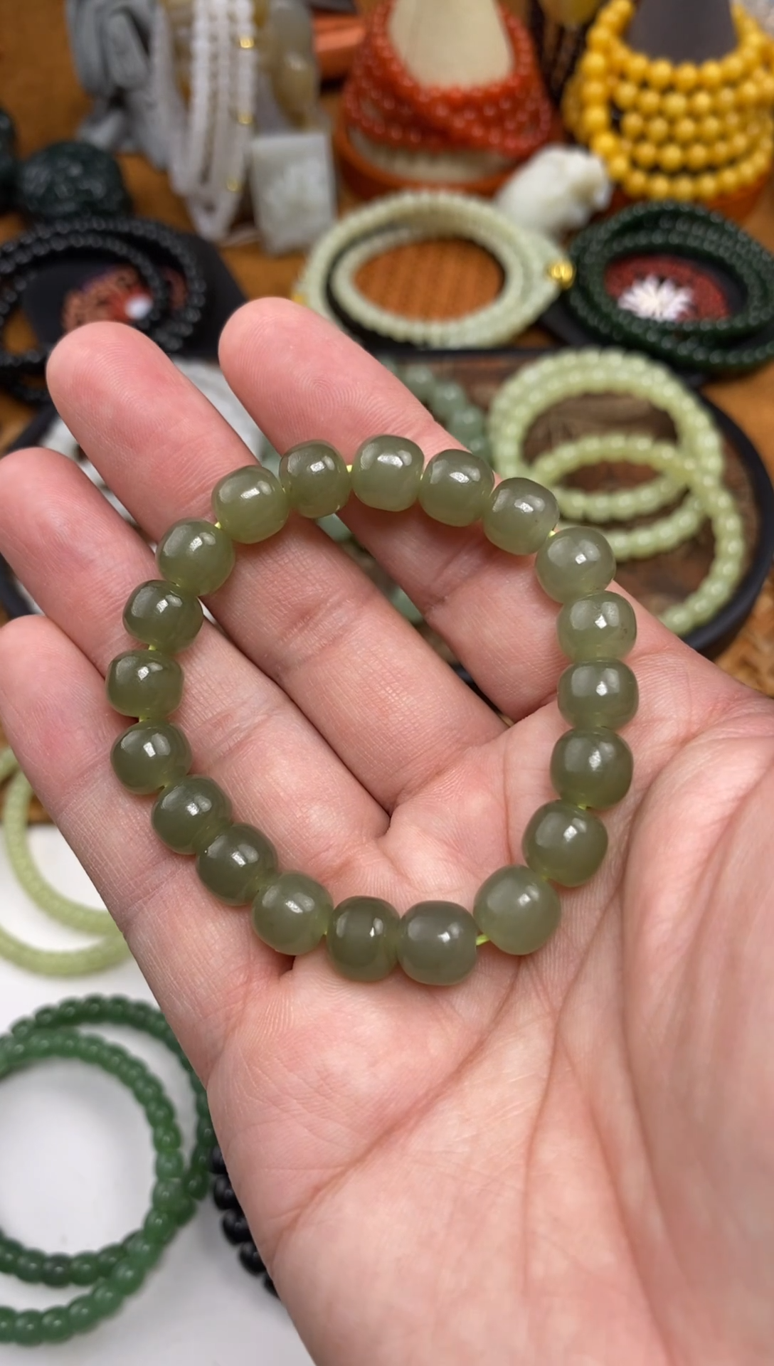 颈饰未镶嵌和田玉手串