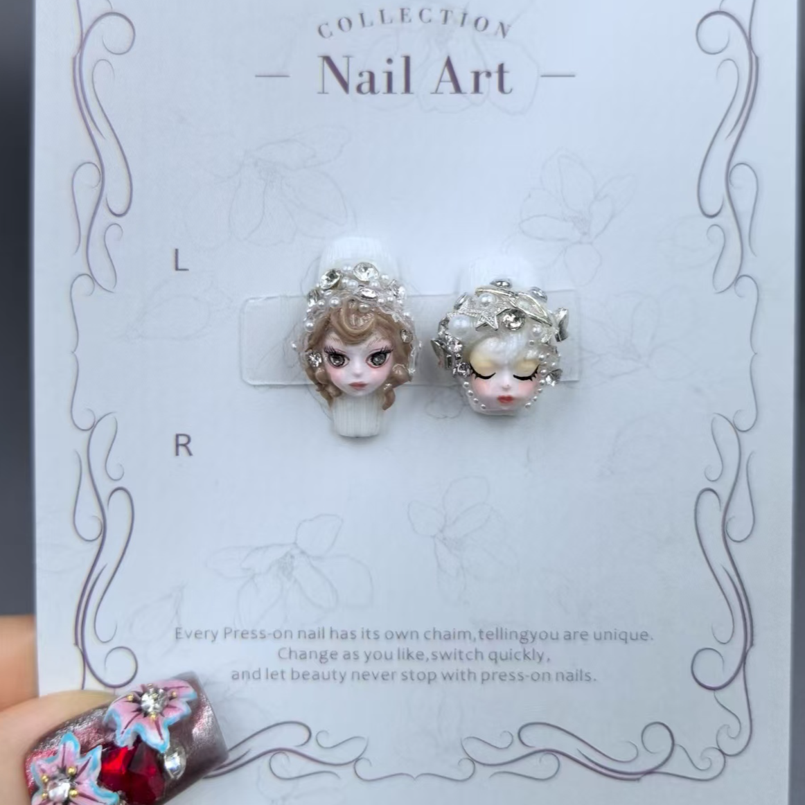 【Dandan出品】浮影 长梯 纯手工穿戴甲贴片2片 重工设计私定娃娃款