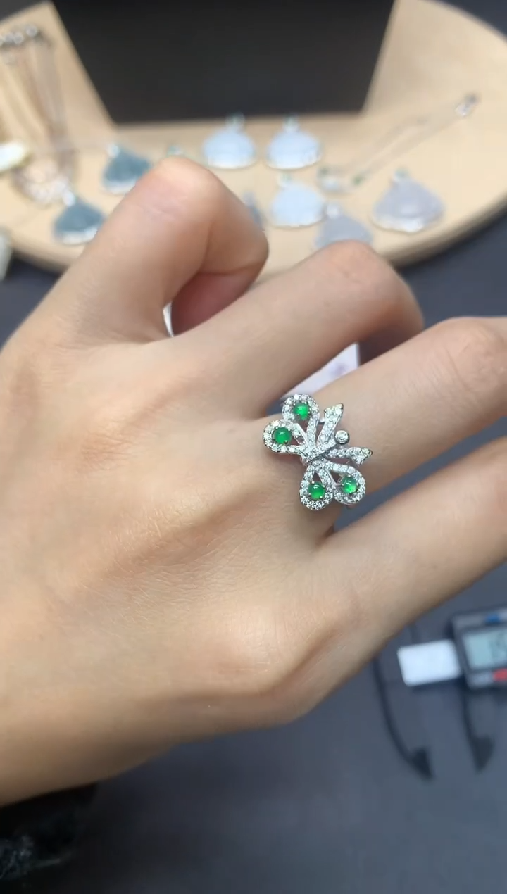 【闪购商品】翡翠戒指银S925镶嵌蛋面【多样性发其一】