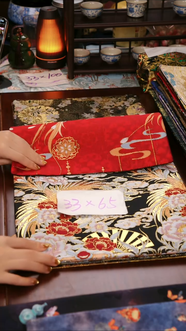 【凤凰黑+红双面】中国风干泡织锦茶席33*65