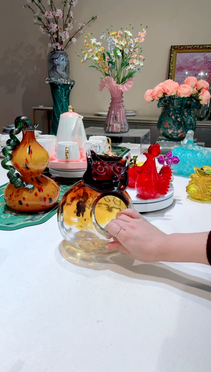 【闪购商品】琉璃手工艺品   褐色猫头鹰收纳微瑕