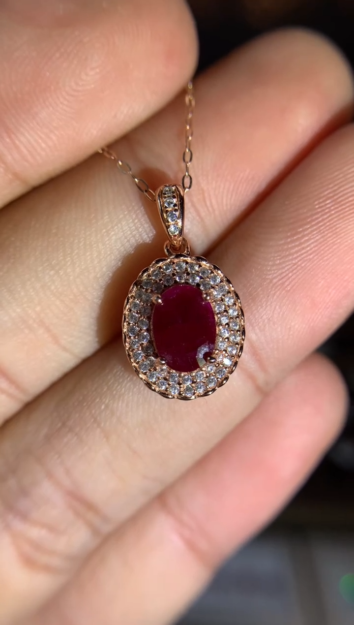 【闪购商品】红宝石吊坠银S925镶嵌吊坠
