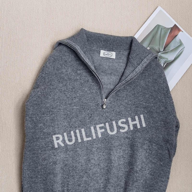 【翻领拉链】毛衣女软糯针织衫慵懒风打底衫上衣潮