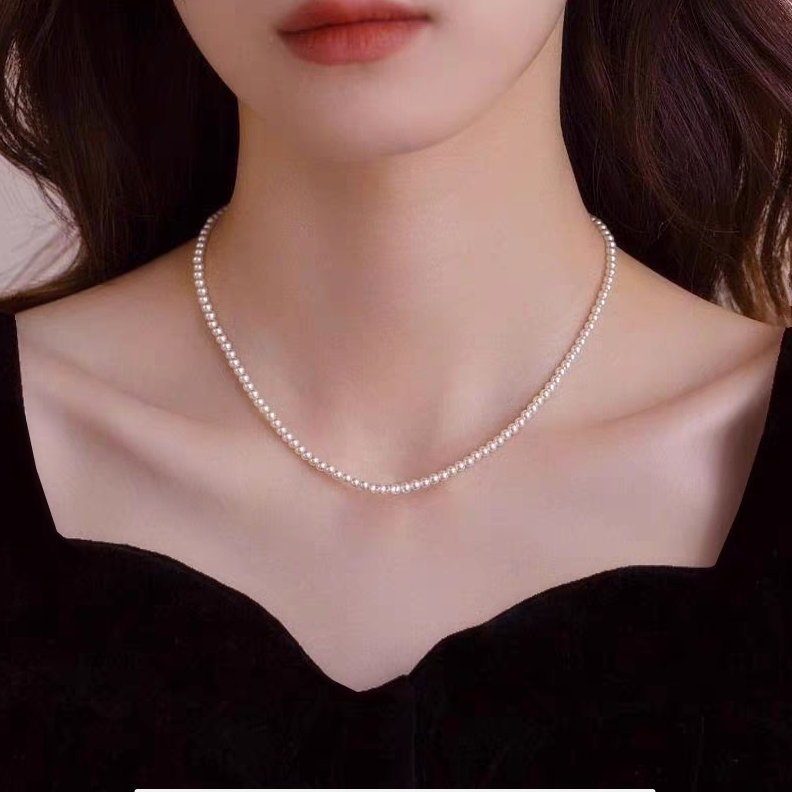 【王炸福利】特选3-4mm小米珠珍珠项链 时尚气质百搭 四季链S925银