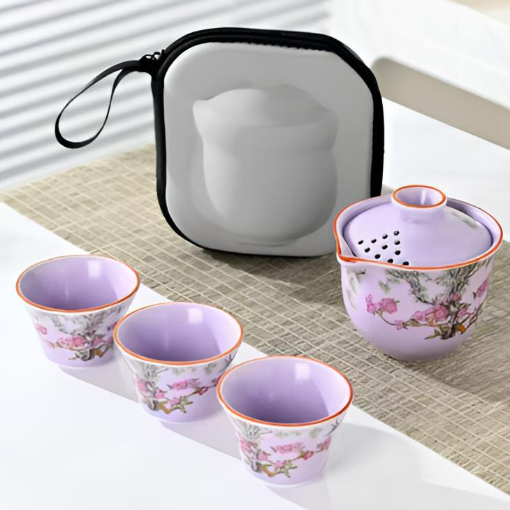 KK0607-紫汝桃花一壶三杯旅行套