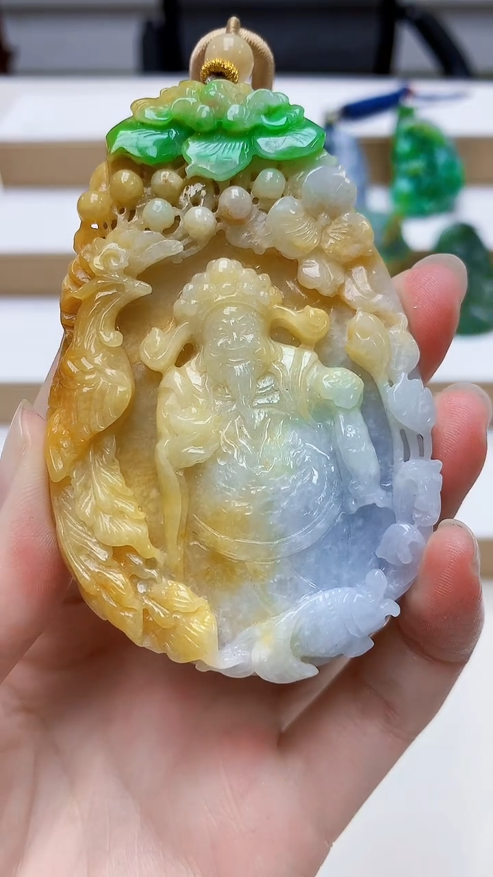 未镶嵌定制翡翠4868zm-毛货挂件财神89